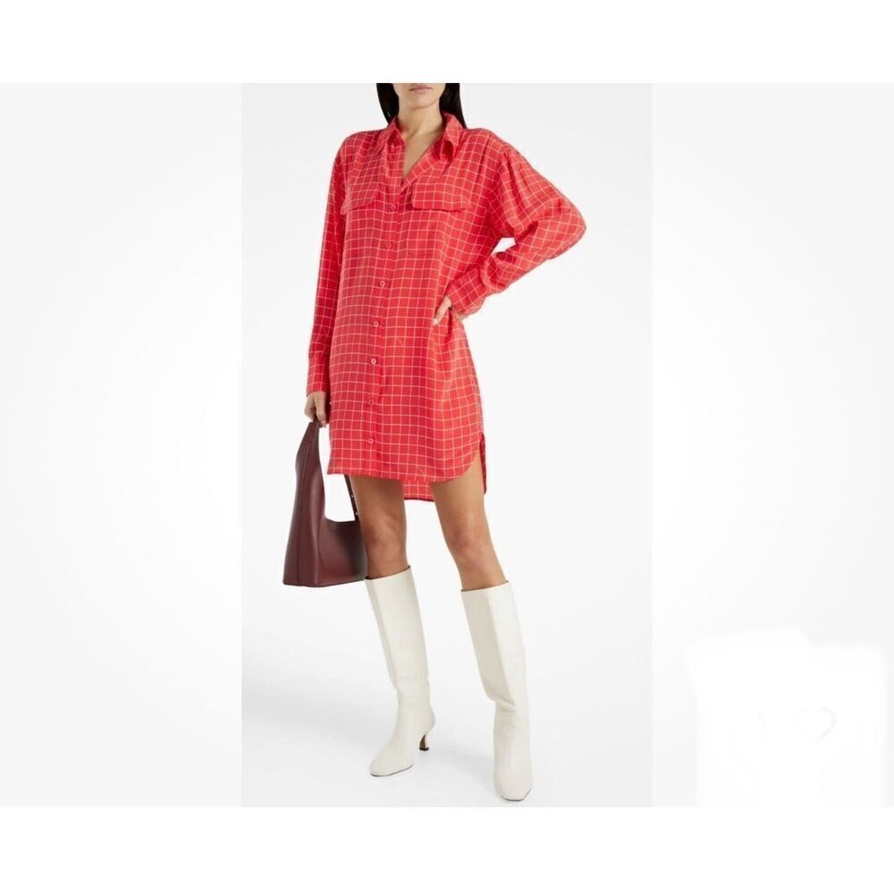 EQUIPMENT Femme Ellene Silk Dress Hibiscus Sun Kiss Pink Red $394